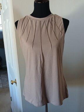 💓Pleated Neck Sleeveless Tank Top - Taupe